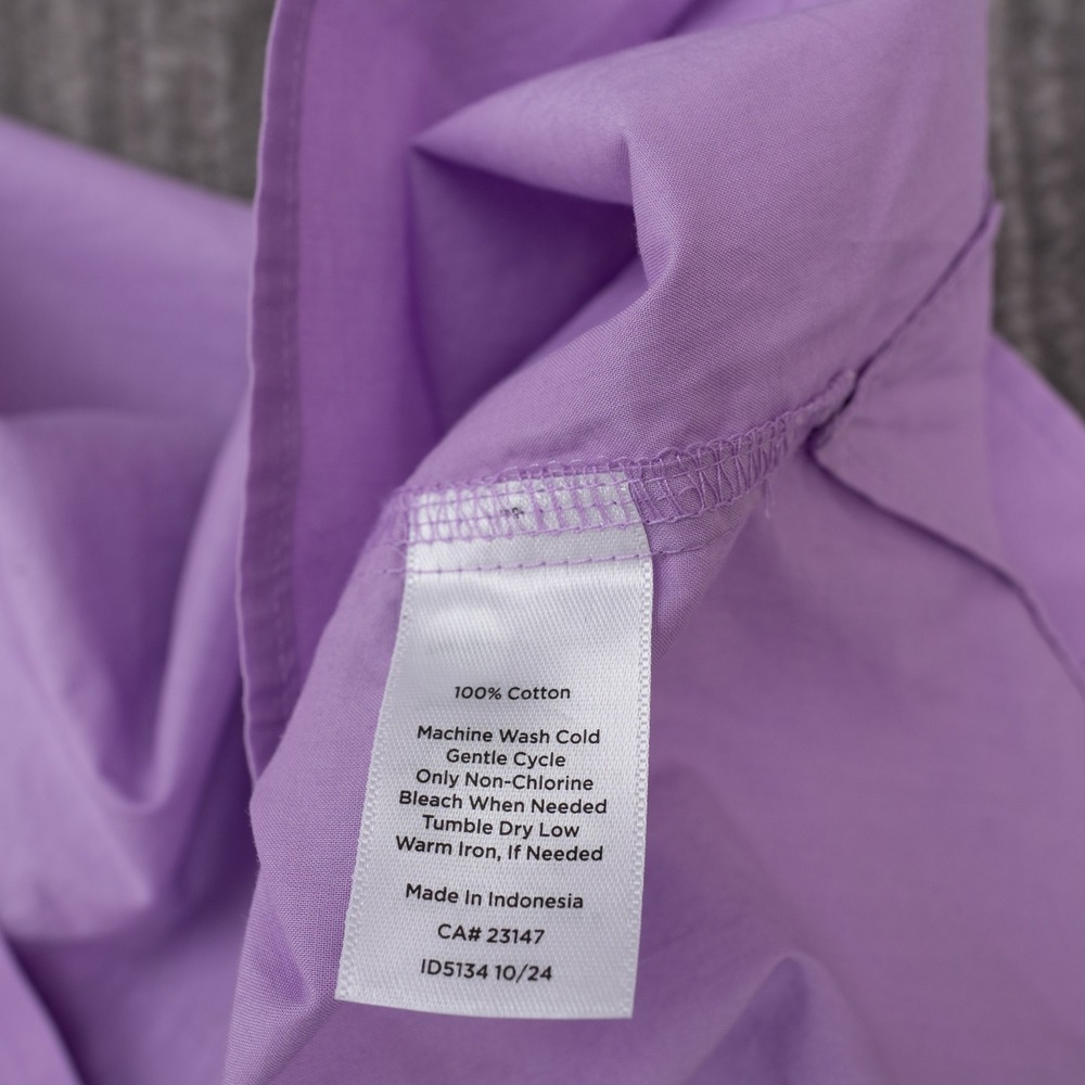 Talbots Button Up Shirt Women L Purple NWT Long Sleeve Cotton Pocket - Picture 9 of 9